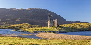 Panoramas Prints: UK, Scotland, Highland, Sutherland, Lochinver, Loch Assynt, Ardvreck Castle