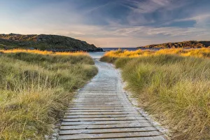 Board Walk Prints: UK, Scotland, Highland, Sutherland, Achmelvich, Achmelvich Beach, Boardwalk