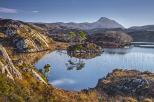The Highlands Prints: UK, Scotland, Highland, Sutherland, Lochinver, Loch Druim Suardalain, Mount Canisp