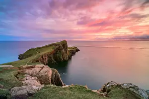 UK, Scotland, Isle of Skye: sunset over the Neist Point Lighthouse