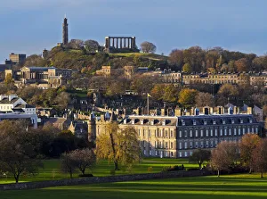 UK, Scotland, Lothian, Edinburgh, View of the Palace of Holyroodhouse and the Calton Hill
