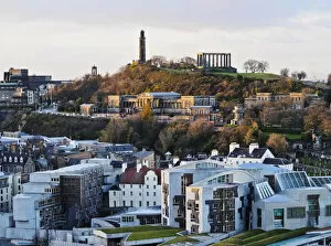Images Dated 31st March 2016: UK, Scotland, Lothian, Edinburgh, Elevated view of the Scottish Parliament Building