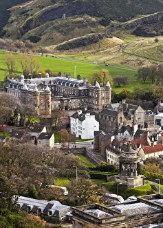 Images Dated 31st March 2016: UK, Scotland, Lothian, Edinburgh, Palace of Holyroodhouse viewed from the Calton Hill