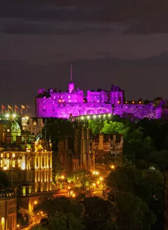 Images Dated 20th January 2016: UK, Scotland, Lothian, Edinburgh, Old Town and Edinburgh Castle illuminated during