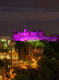 Images Dated 20th January 2016: UK, Scotland, Lothian, Edinburgh, Old Town and Edinburgh Castle illuminated during