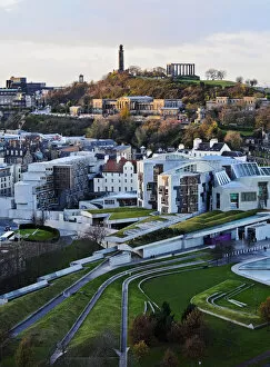 Images Dated 30th March 2016: UK, Scotland, Lothian, Edinburgh, Elevated view of the Scottish Parliament Building