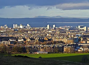 UK, Scotland, Lothian, Edinburgh, Holyrood Park, View towarth Leith and Firth of Forth