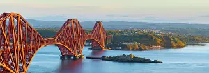 Elevated Viewpoints Prints: UK, Scotland, Lothian, Edinburgh, Queensferry, Forth Bridge over the Firth of Forth