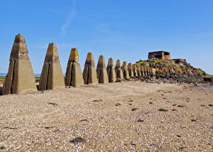 UK, Scotland, Lothian, Edinburgh Area, Cramond, Causeway and Pylons leading to