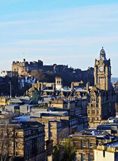 Images Dated 31st March 2016: UK, Scotland, Lothian, Edinburgh, Calton Hill, View of the Balmoral Hotel Clock Tower