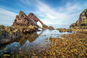 Moray Prints: UK, Scotland, Moray, Portknockie, Moray Firth, Bow Fiddle Rock