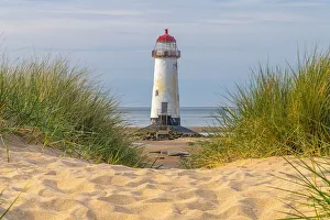 UK, Wales, Flintshire, Talacre, Point of Ayr, Talacre Beach, Point of Ayr Lighthouse