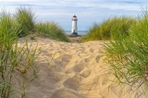Images Dated 19th September 2019: UK, Wales, Flintshire, Talacre, Point of Ayr, Talacre Beach, Point of Ayr Lighthouse