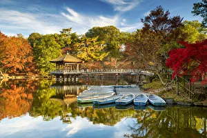 Ukimido Pavilion in Autumn, Nara Park, Nara, Kansai, Japan