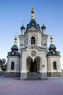 Black Sea Prints: Ukraine, Crimea, Foros, Foros church sitting on top of a cliff overlooking the Black Sea