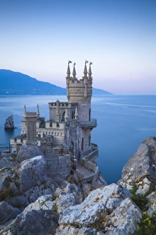 Ukraine Prints: Ukraine, Crimea, Yalta, Gaspra, The Swallows Nest castle perched on Aurora Clff