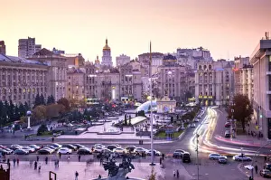 Traffic Prints: Ukraine, Kyiv, Maidan Nezalezhnosti (Independence Square), Maidan Square