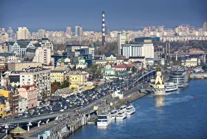 Ukraine, Kyiv, Podil Neighborhood, Right Bank Of The Dnieper River