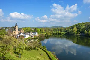 Ulmener Maar with Ulmen, Eifel, Rhineland-Palatinate, Germany