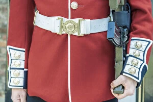 Images Dated 25th August 2020: Uniform detail of the Queens Guards, Coldstream Guards at the Tower of London