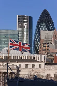 Images Dated 23rd April 2009: Union Jack flag, Gherkin building, City of London, London, England, UK