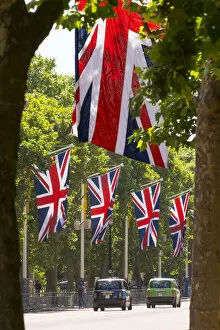 Union Jack flags along The Mall, London, England, UK