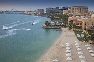 United Arab Emirates, Abu Dhabi, Khor Al Maqta, View of Canal and private beach of