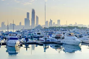Images Dated 21st March 2011: United Arab Emirates, Abu Dhabi, City Skyline from Abu Dhabi International Marine