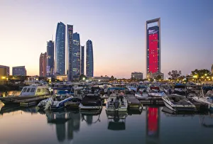 United Arab Emirates, Abu Dhabi, View of Marina and Etihad Towers