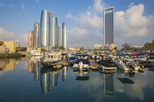 United Arab Emirates, Abu Dhabi, View of Marina and Etihad Towers