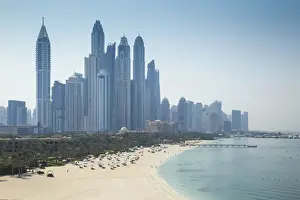 City Skyline Prints: United Arab Emirates, Dubai, Beach at Dubai Internet City and skyline