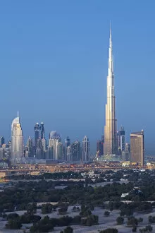 Images Dated 19th March 2015: United Arab Emirates, Dubai, elevated view of the new Dubai skyline, the Burj Khalifa