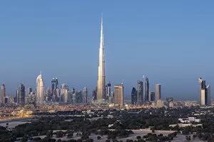 Images Dated 19th March 2015: United Arab Emirates, Dubai, elevated view of the new Dubai skyline, the Burj Khalifa