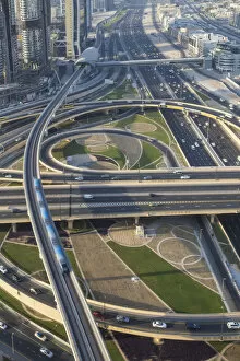 Images Dated 5th December 2016: United Arab Emirates, Dubai, Sheikh Zayed Road and Financial Centre Road Interchange