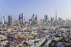 Images Dated 9th June 2011: United Arab Emirates, Dubai, skyline of modern skyscrapers including the Burj Khalifa