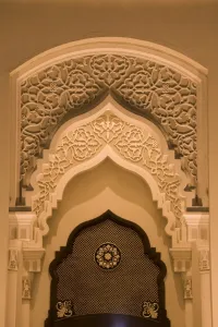 Corniche Prints: United Arab Emirates, Sharjah, Sharjah Mosque by the Corniche, dusk