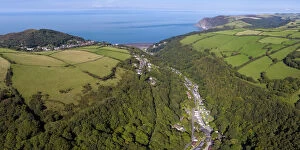 Images Dated 9th May 2018: United Kingdom, Devon, Exmoor, Lynton, wooded valley on the north Devon coast