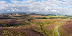 Moorland Prints: United Kingdom, Devon, Exmoor National Park, aerial view over the moors