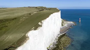 Images Dated 23rd August 2017: United Kingdom, East Sussex, Eastbourne, Beachy Head lighthouse, Seven Sisters coastline