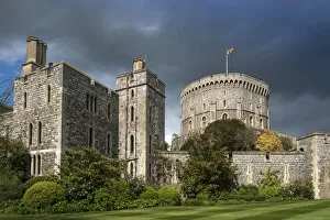 United Kingdom, England, Berkshire, Windsor. The battlements of the palace of Windsor