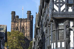 United Kingdom, England, Cheshire, Chester, Tudor buildings on Eastgate Street with