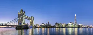 London Prints: United Kingdom, England, London. Tower Bridge and modern skyline of Southwark on