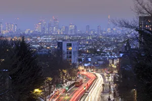 The City At Night Prints: United Kingdom, England, London, Archway, elevated view of the skyline of London showing