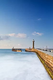 Images Dated 5th June 2014: United Kingdom, England, North Yorkshire, Whitby. The West Pier on a late Spring evening