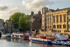 Images Dated 23rd August 2022: United Kingdom, England, North Yorkshire, York. Tour boats and historic properties on the River Ouse