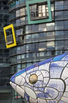 United Kingdom, Northern Ireland, Belfast, Donegall Quay, The Big Fish sculpture by