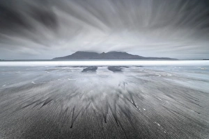 Serene Landscape Prints: United Kingdom, UK, Scotland, Highlands, Eigg Island, A Storm approaching on Laig Bay