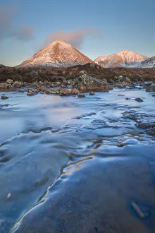 United Kingdom, UK, Scotland, Inner Hebrides, The warm light of the sunset hits