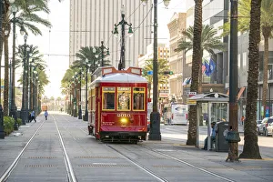 United States, Louisiana, New Orleans. Canal Street streetcar line in the French Quarter