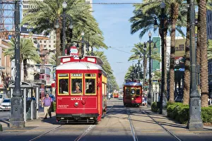 United States, Louisiana, New Orleans. Canal Street streetcar line in the French Quarter